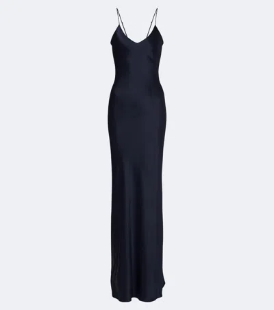 Nili Lotan Cami Silk Satin Slip Dress In Blue