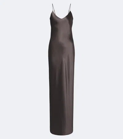 Nili Lotan Cami Silk Satin Slip Dress In Gray