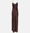 Nili Lotan Cami Bias-cut Silk Gown In Brown