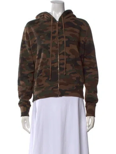 Pre-owned Nili Lotan Camouflage Print Crew Neck Hoodie In Green