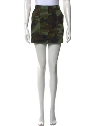 Pre-owned Nili Lotan Camouflage Print Mini Skirt In Brown/green