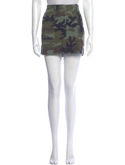 Pre-owned Nili Lotan Camouflage Print Mini Skirt In Green