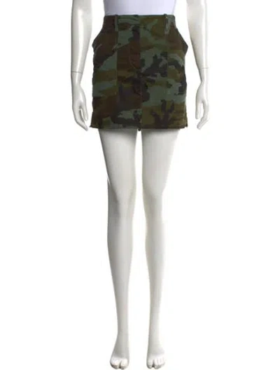 Pre-owned Nili Lotan Camouflage Print Mini Skirt In Green