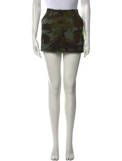 Pre-owned Nili Lotan Camouflage Print Mini Skirt In Green