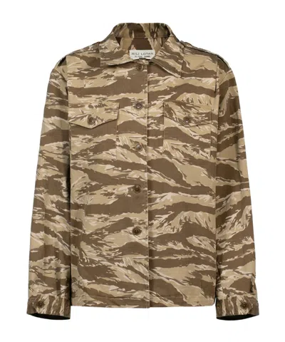 Nili Lotan Camouflage Shirt In Khaki In Brown