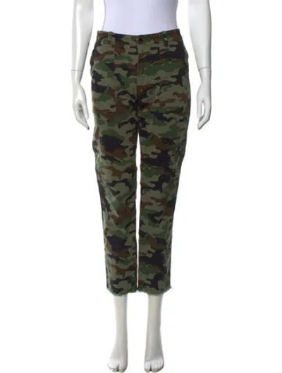 Pre-owned Nili Lotan Camouflage Print Straight Leg Pants In Green