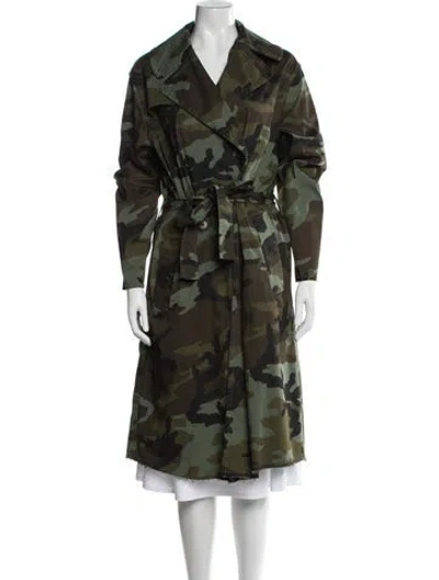 Pre-owned Nili Lotan Camouflage Print Trench Coat In Brown/green