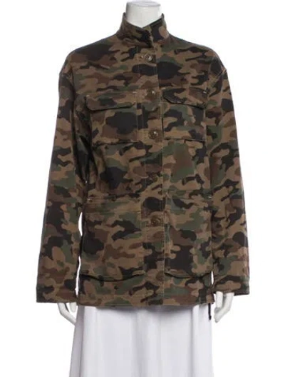 Pre-owned Nili Lotan Camouflage Print Utility Jacket In Brown