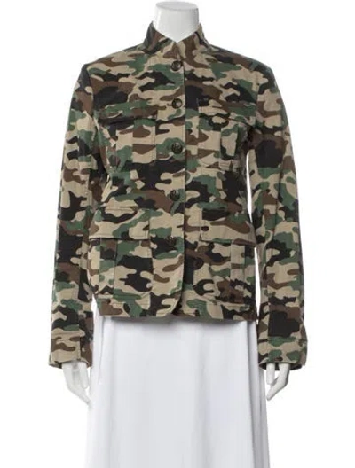 Pre-owned Nili Lotan Camouflage Print Utility Jacket In Green