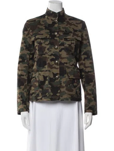 Pre-owned Nili Lotan Camouflage Print Utility Jacket In Green