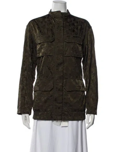 Pre-owned Nili Lotan Camouflage Print Utility Jacket In Green