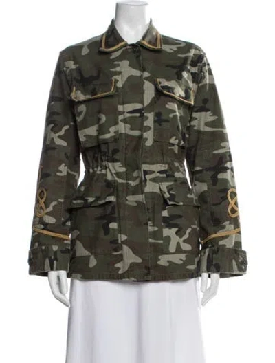 Pre-owned Nili Lotan Camouflage Print Utility Jacket In Green