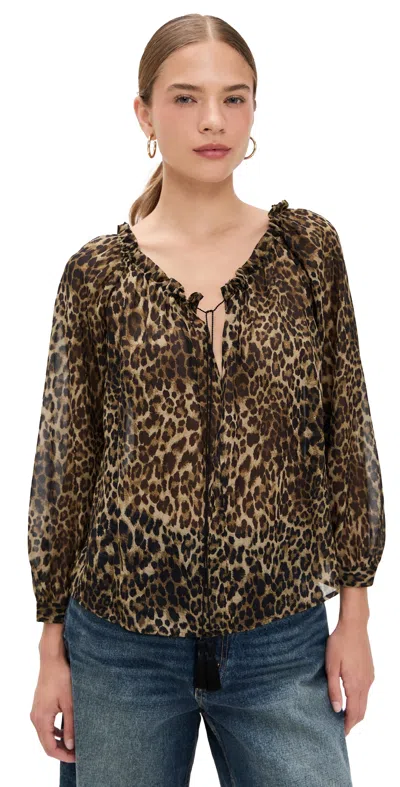 Nili Lotan Carley Silk Blouse Vintage Leopard Print