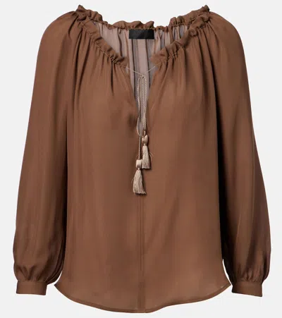 Nili Lotan Carley Silk Georgette Top In Brown