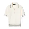 Nili Lotan Carline Striped Cashmere Polo Sweater In White