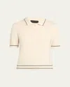 Nili Lotan Carline Short-sleeve Cashmere Polo Sweater In Black