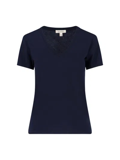 Nili Lotan V Neck Top Featuring Short Sleeves In Blue