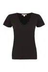 Nili Lotan Ribbed Neckline Short Sleeve V-neck T-shirt