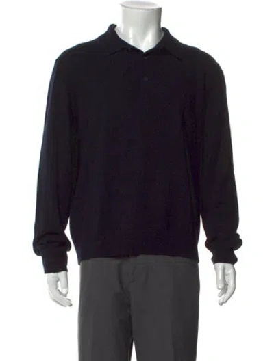 Pre-owned Nili Lotan Cashmere Crew Neck Polo Sweater In Black