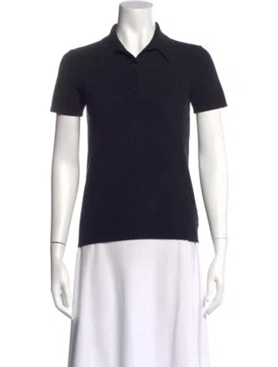 Pre-owned Nili Lotan Cashmere Short Sleeve Polo In Black