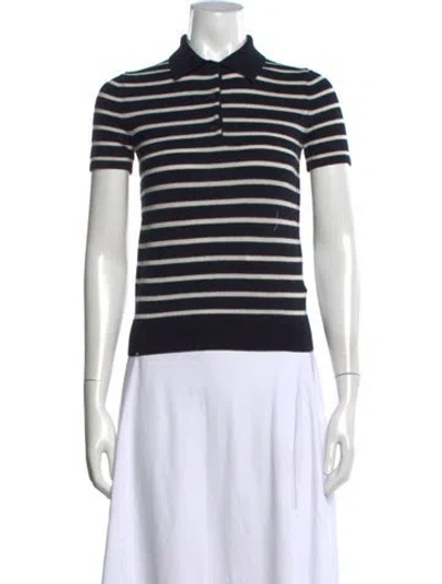 Pre-owned Nili Lotan Cashmere Striped Polo W/ Tags In Black/white