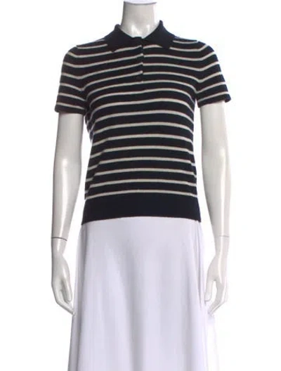 Pre-owned Nili Lotan Cashmere Striped Polo In White