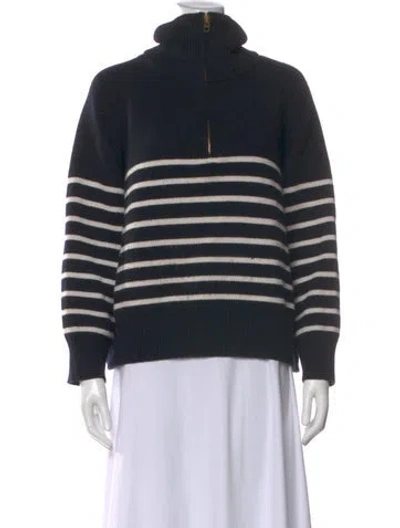 Pre-owned Nili Lotan Cashmere Striped Sweater In Black