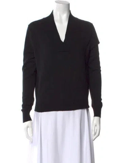 Pre-owned Nili Lotan Cashmere V-neck Sweater In Black