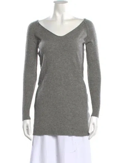 Pre-owned Nili Lotan Cashmere V-neck Sweater In Gray