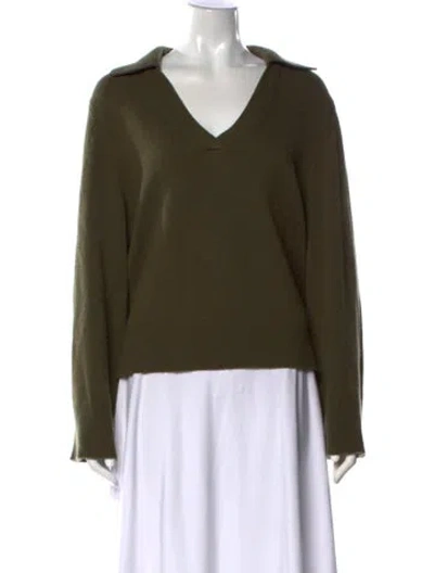 Pre-owned Nili Lotan Cashmere V-neck Sweater In Green