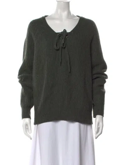 Pre-owned Nili Lotan Cashmere V-neck Sweater In Green