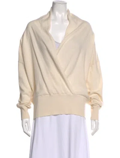 Pre-owned Nili Lotan Cashmere V-neck Sweater In Neutral