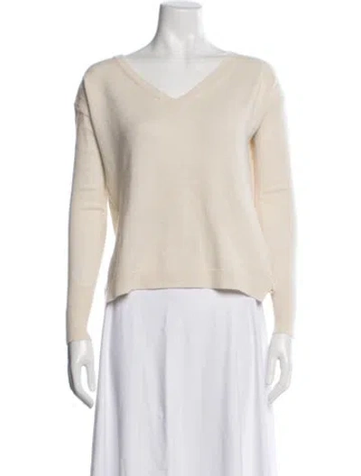 Pre-owned Nili Lotan Cashmere V-neck Sweater In Neutrals