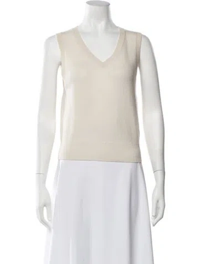 Pre-owned Nili Lotan Cashmere V-neck Sweater In Neutrals