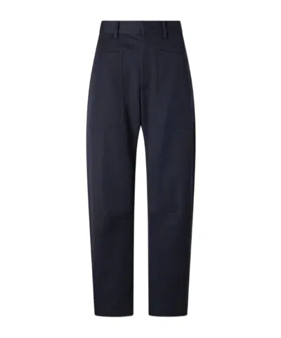 Nili Lotan Shon Wool-gabardine Straight-leg Pants In Blue