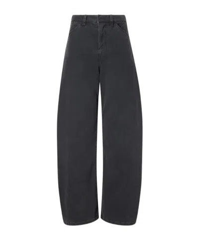 Nili Lotan Tribeca Brushed Cotton-blend Twill Barrel-leg Pants In Black