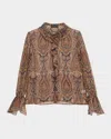 Nili Lotan Cecily Paisley Print Ruffled Silk Blouse In Cecily Shirt