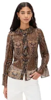 Shop Nili Lotan Cecily Silk Shirt Medallion Paisley