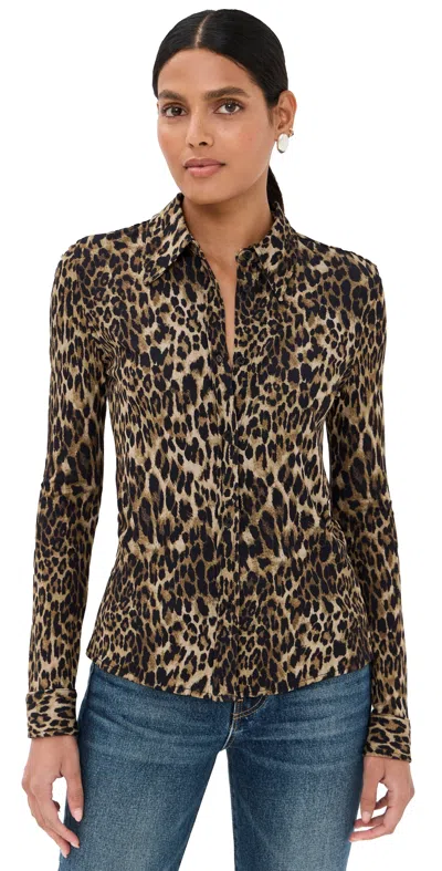 NILI LOTAN CELESTINE SHIRT VINTAGE LEOPARD PRINT