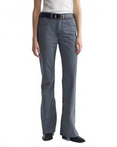 Nili Lotan Celia Mid Rise Flare Jean In Railroad Stripe Rinse In Blue