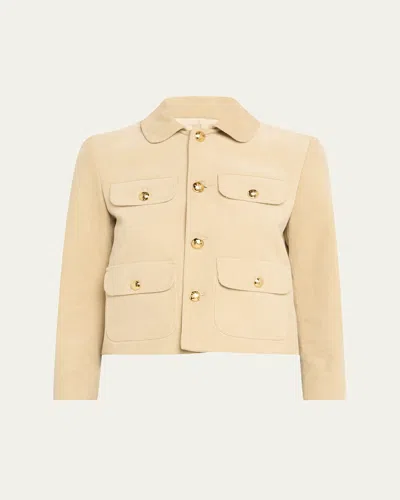 Nili Lotan Chamonix Corduroy Short Jacket In Neutral