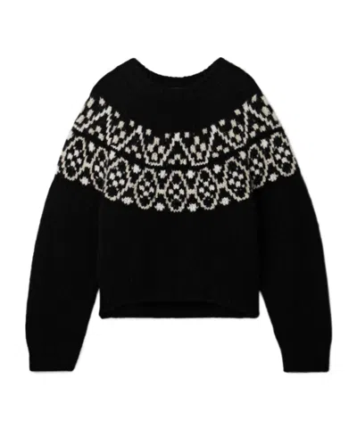 Nili Lotan Chrissy Fair Isle Jacquard-knit Cashmere And Silk-blend Sweater In Black