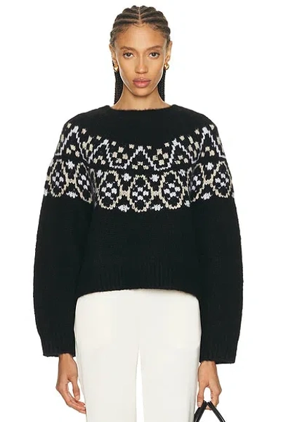 Nili Lotan Chrissy Fair Isle Jacquard-knit Cashmere And Silk-blend Sweater In Black