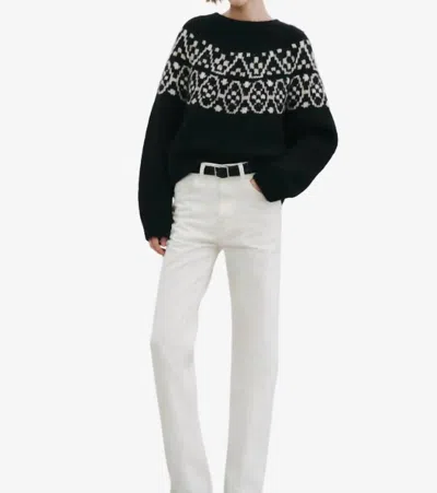 Nili Lotan Chrissy Fair Isle Jacquard-knit Cashmere And Silk-blend Sweater In Black