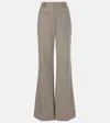 Nili Lotan Christophe Virgin Wool Flared Pants In Brown