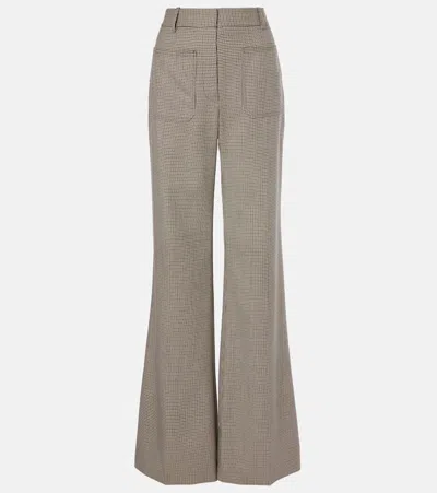 Nili Lotan Christophe Virgin Wool Flared Pants In Brown