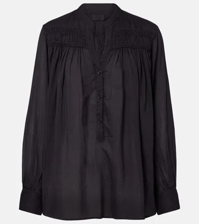 Nili Lotan Clarys Cotton Blouse In Black