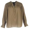 Nili Lotan Clarys Long Sleeve Blouse In Olive Cotton In Green
