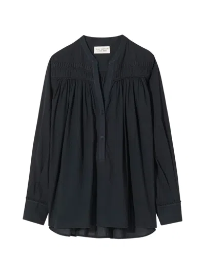 Nili Lotan Clarys Pleated Blouse In Transparent