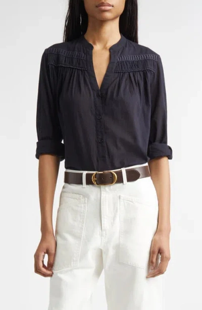 Nili Lotan Clarys Shirred Yoke Top In Blue